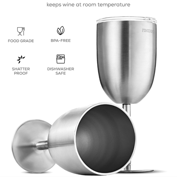 FineDine Premium Grade 18/8 Stainless Steel Wine Glasses 12 Oz. - Picture 7 of 9